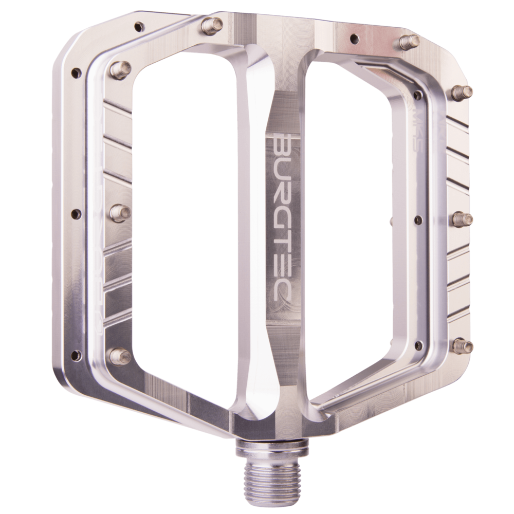 Burgtec MK5 Steel Flat Pedals Rhodium Silver 9/16"