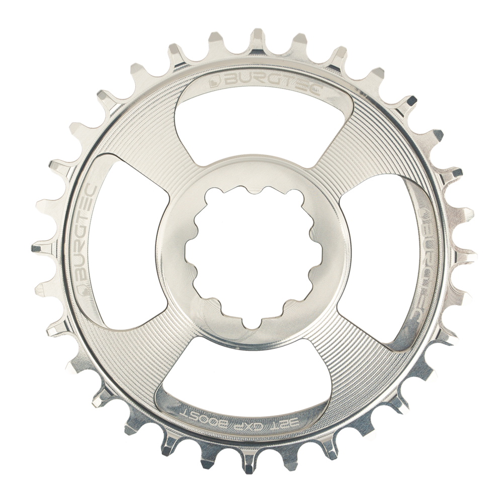 Burgtec GXP Chainring 3mm Offset 28T Rhodium Silver