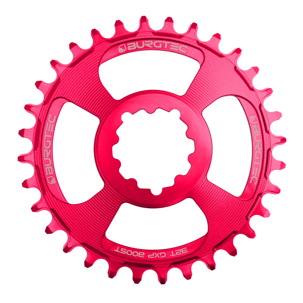 Burgtec GXP Chainring 3mm Offset 28T Toxic Barbie Pink