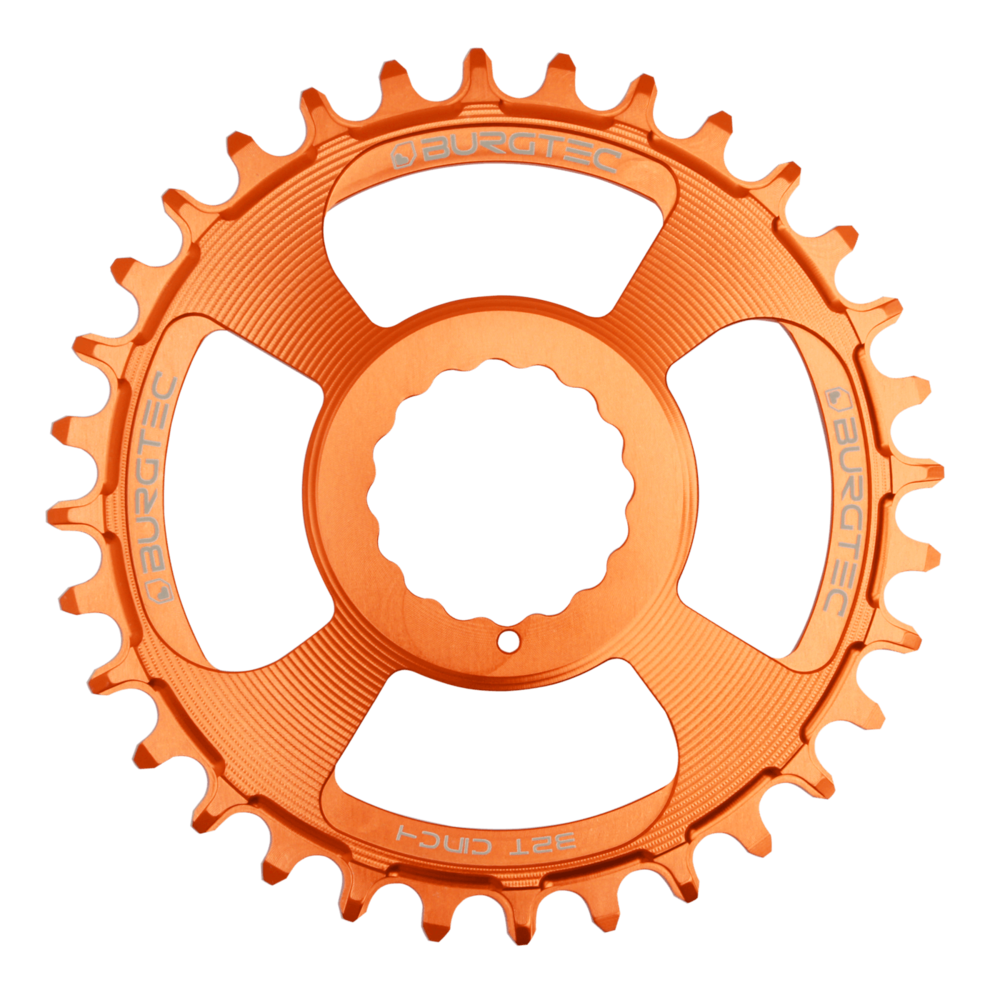 Burgtec Iron Bro 28T Chainring Race Face Cinch Direct Mount Orange