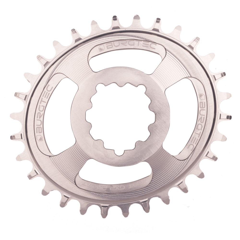 Burgtec Oval Chainring GXP 3mm Offset 30T Rhodium Silver