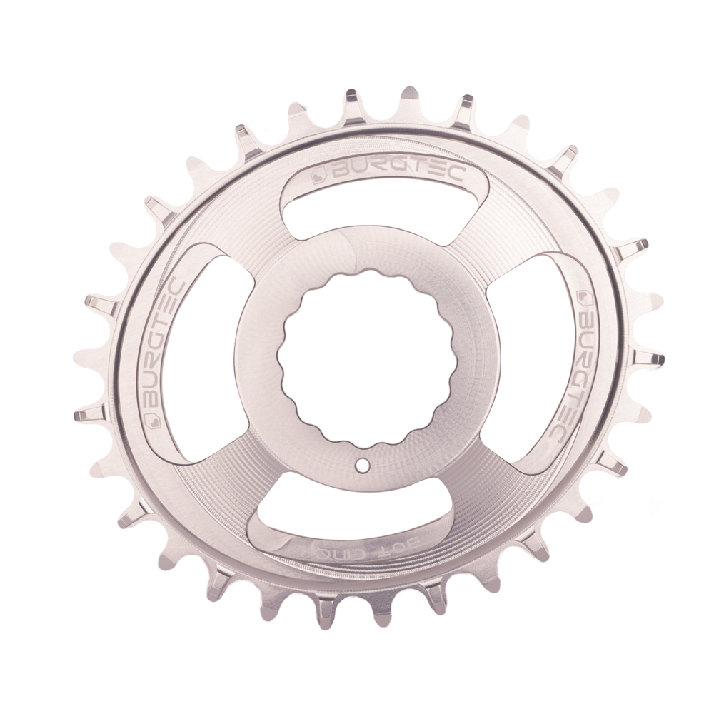 Burgtec Oval Chainring 30T Race Face Cinch Rhodium Silver