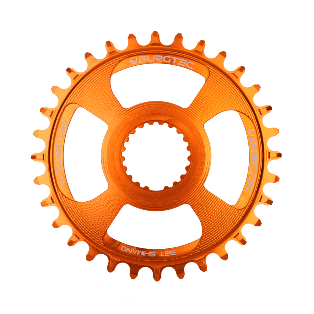 Burgtec Iron Bro 32T 12-Speed Chainring Shimano Direct Mount Orange