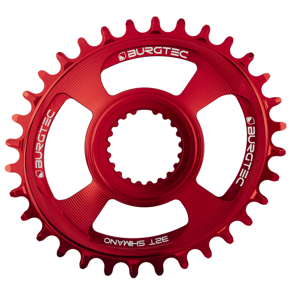 Burgtec Oval Chainring 32T Race Red Shimano 12-Speed Direct Mount