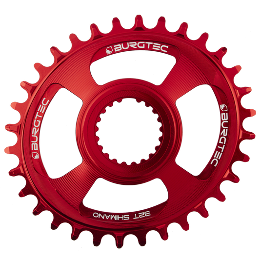 Burgtec Oval Chainring 32T Race Red Shimano 12-Speed Direct Mount