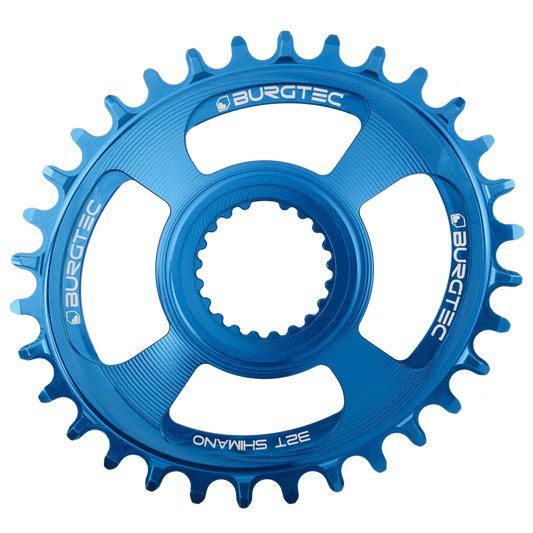 Burgtec Oval Chainring 12-Speed 30T Shimano Direct Mount Deep Blue