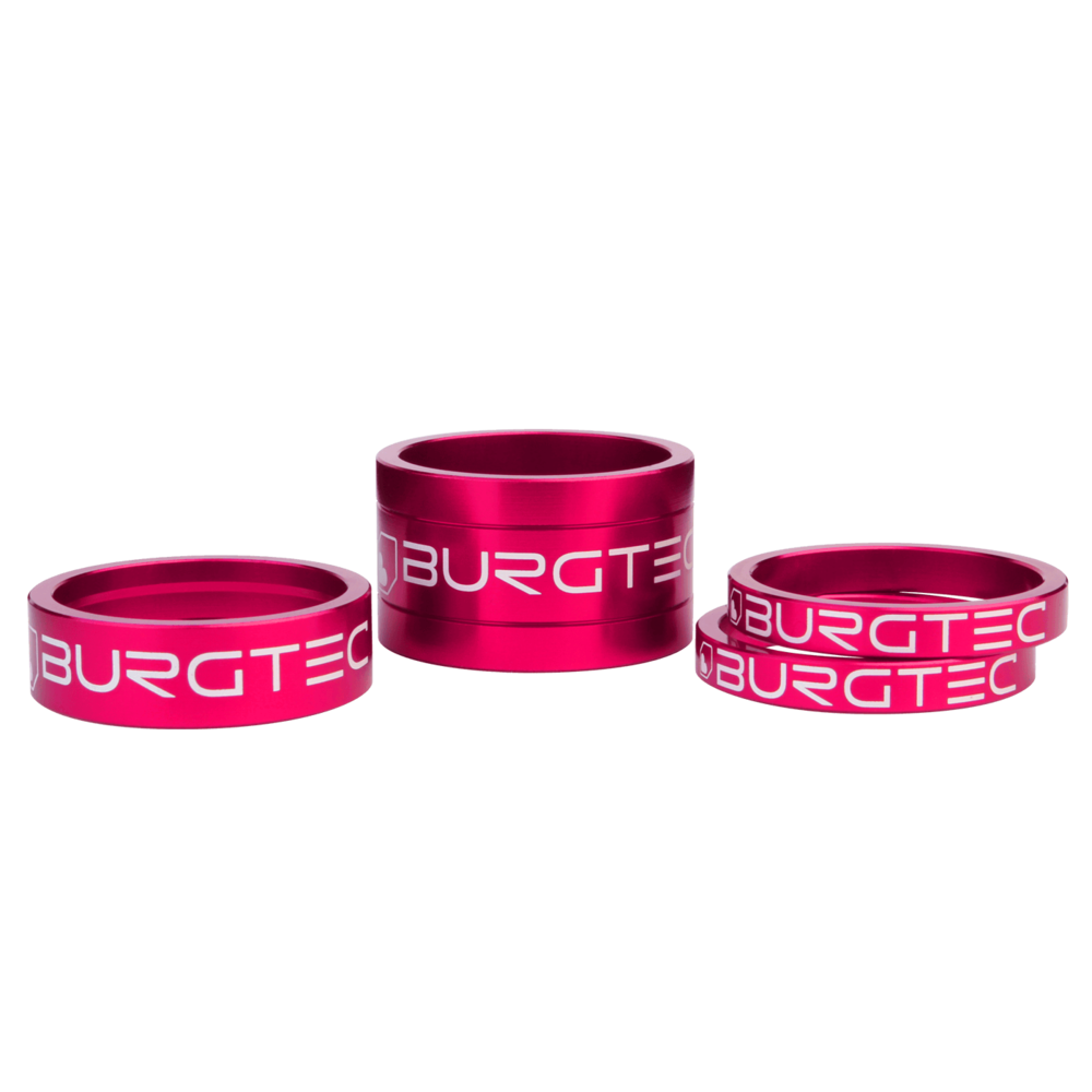 Burgtec Stem Spacer Kit Toxic Barbie Pink 5mm x 2, 10mm, 20mm