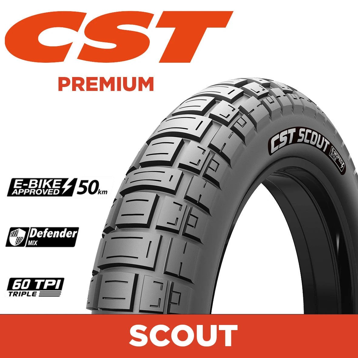 Cst Scout 20 X 4.0 E-Moped Tyre - 20" All-Terrain Tread