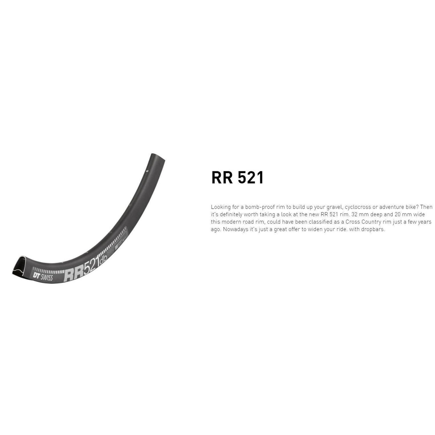 Dt Swiss RIM RR521 DB 28h black 700c