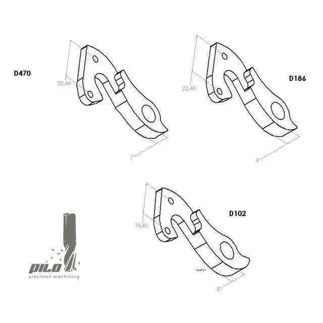 Pilo D186 Derailleur Hangers - Replacement Parts For Bike Gears