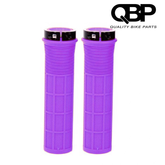 Qbp Lockon Purple Mtb Flatbar Grips - Durable Grip Accessories