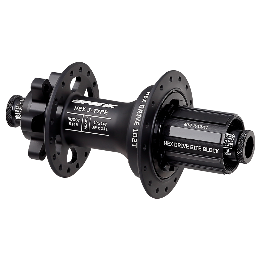 Spank Hex Drive 102T J-Bend Rear Hub R135/142 32H Black