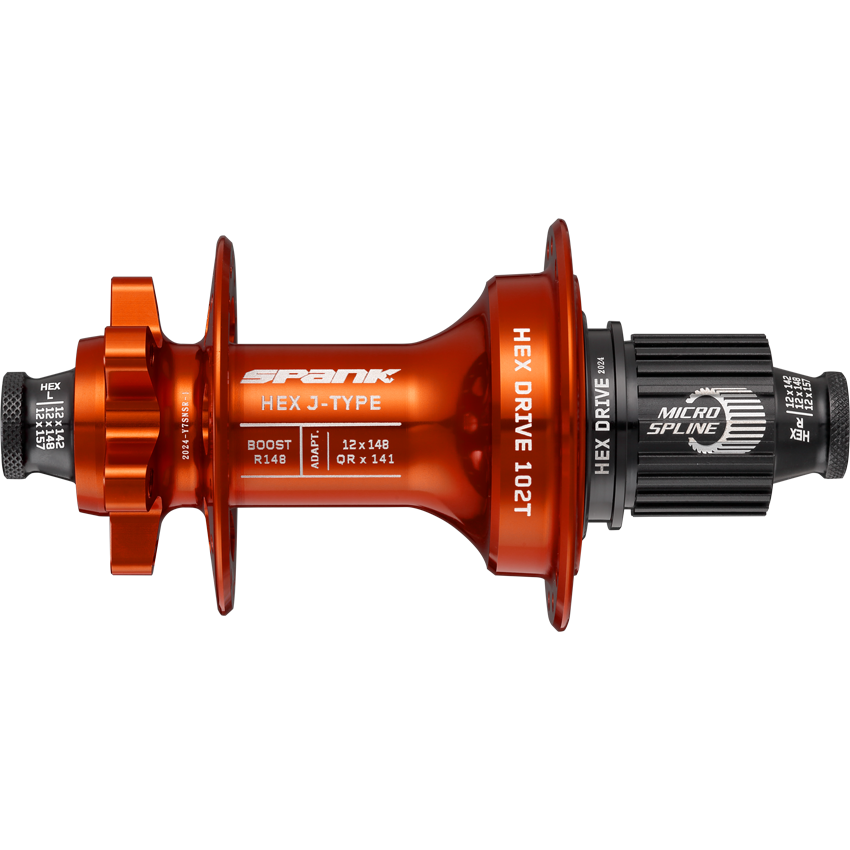 Spank Hex Drive 102T Boost Rear Hub 32H Orange No Freehub