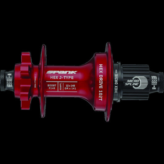 Spank Hex Drive 102T Boost Rear Hub 32H Red No Freehub