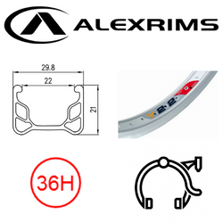 AlexRimsRims Y22 20" Rim - 36H, Schrader Valve, Rim Brake, Silver Finish