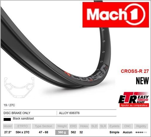 Mach1 CROSS R 27 Rim - 27.5/650B x 27mm - Tubeless Ready