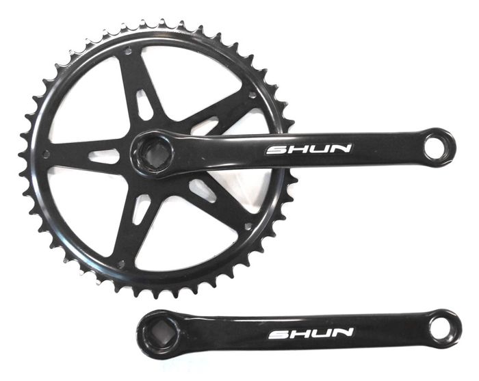 Steel Single Speed Crankset - 44T x 170mm - BLACK