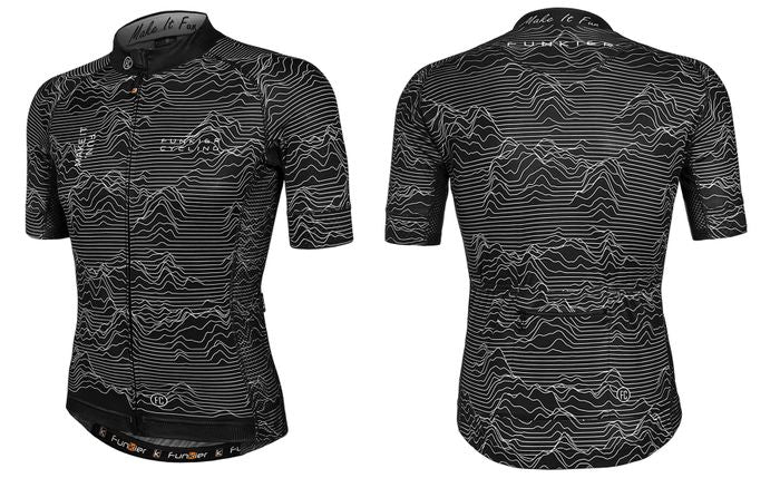 Funkier Rossini Men-s Race Fit Jersey - Lightweight & Strong, Black, Short Sleeve, Elastic, Grippers, Large Fits Small/Medium