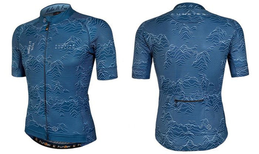 Funkier Rossini Men-s Race Fit Jersey - Blue, Lightweight & Strong with Elastic Grippers