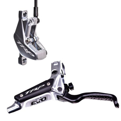 TRP DHR EVO Rear Disc Brake Set - Hydraulic 4-Piston Alloy for Left Hand - 5mm Hose Version (Rotor Not Included)