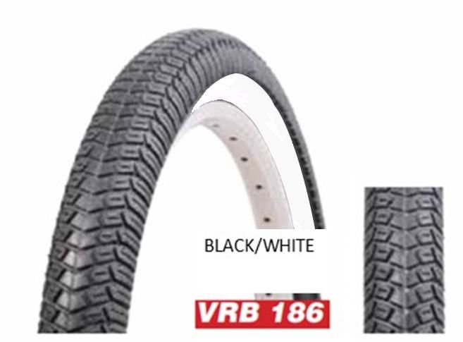 VeeRubber VRB186 20x1.95 Tyre - Black with White Wall - Durable Tread