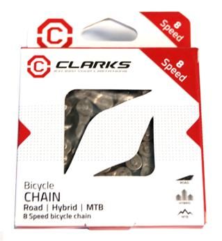 Clarks 8-Speed E-Bike Chain with Connect Link - 136L Silver