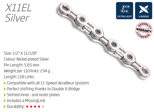 KMC X11EL-1 11-Speed Chain - Silver