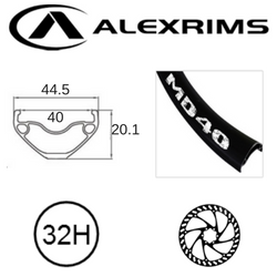 AlexRimsRims MD40 27.5/650B Rim - Tubeless Ready, Disc Brake, Eyeleted