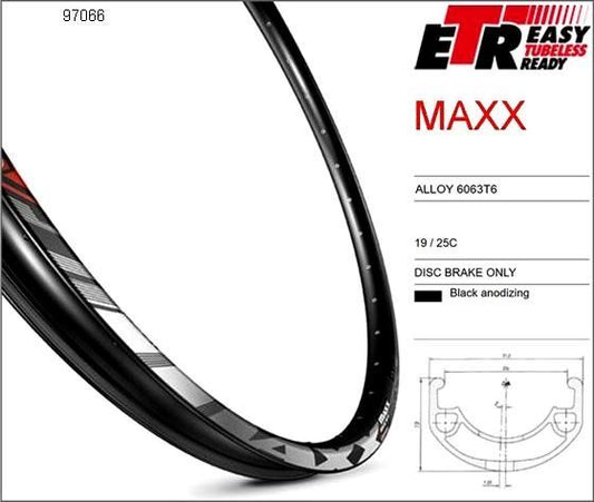 Mach1 MAXX 29er Rim - Tubeless Ready, Disc Brake, Presta Valve