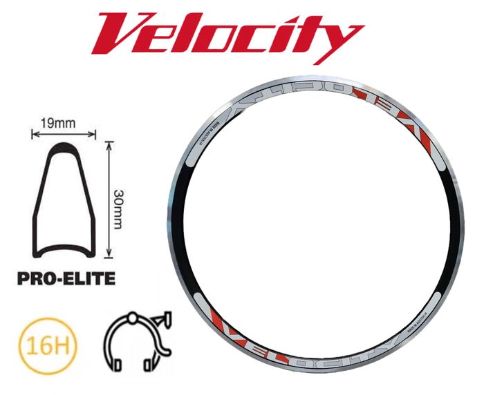 Velocity Pro-Elite 700C Rim - Black ANO MSW