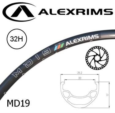 AlexRimsRims MD19 27.5/650B Rim - Tubeless Ready, Disc Brake, Eyeleted