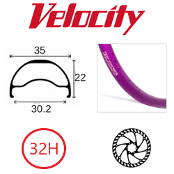 Velocity Blunt 35 29er Rim - Purple, Tubeless, Disc Brake Compatible