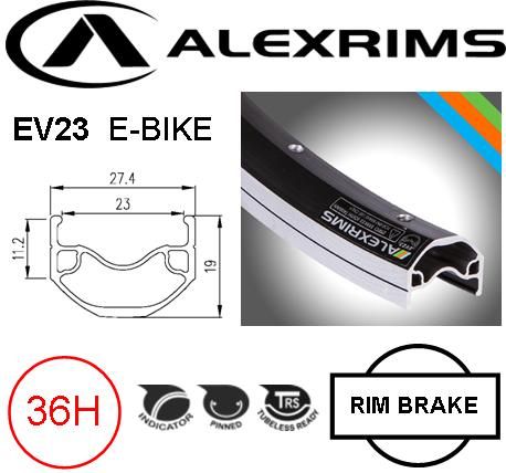 AlexRimsRims EV23 29er Rim - Tubeless Ready, Schrader Valve, Rim Brake, Black