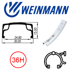 Weinmann AS7X 16" Rim - Schrader Valve, Rim Brake, Silver