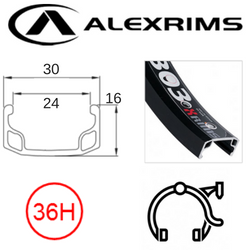 AlexRimsRims Y303 16" Rim - 36H, Schrader Valve, Rim Brake, Black