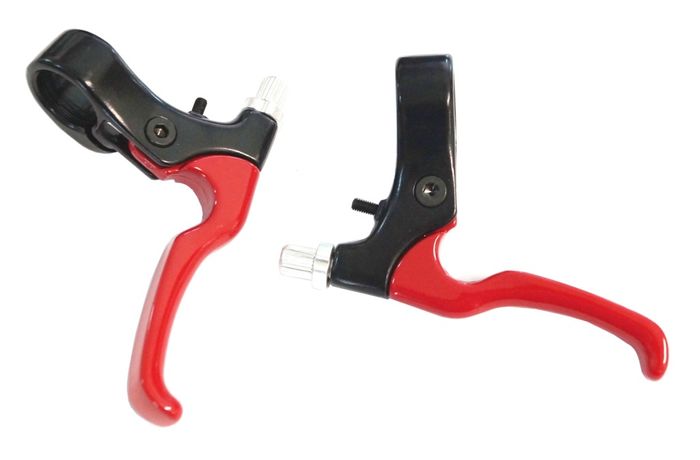 Alloy Brake Levers for Caliper Brakes - 2 Finger Type, Red Pair