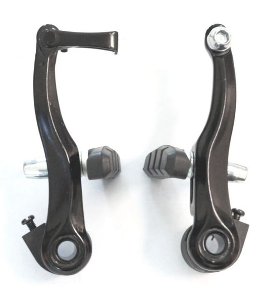 Alhonga Alloy V Brake Set for BMX & Junior MTB - Dual Spring, 90mm Arms, Linear Type, BLACK