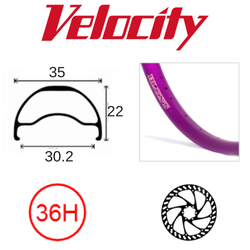 Velocity Blunt 35 Purple 26" Disc Brake Rim - Tubeless Ready