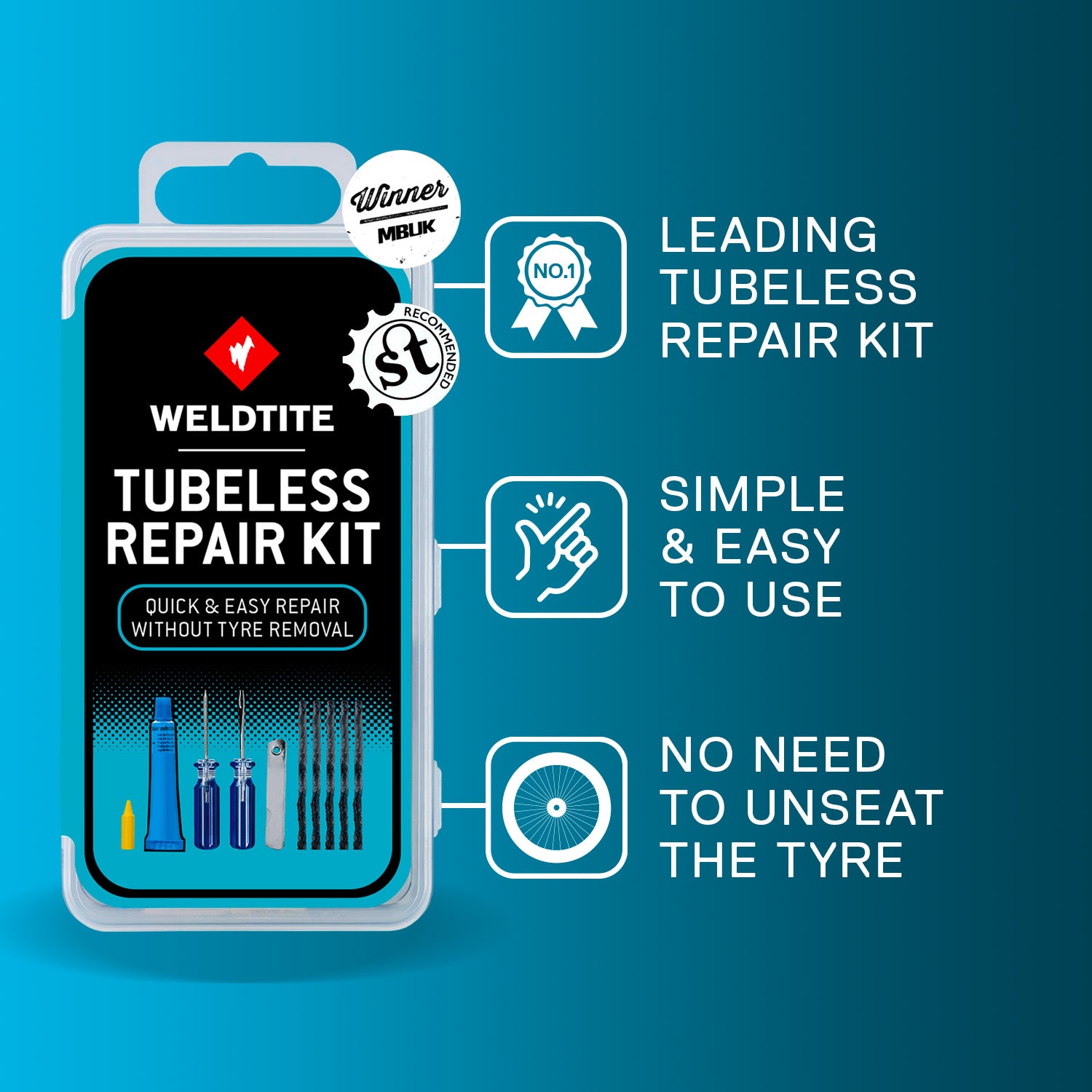 Weldtite Tubeless Repair Kit - Efficient Tire Fix