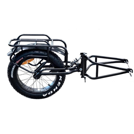 20" x 4" FAT Single wheel Cargo Trailer with Suspension & Pannier Racks. Steel Frame.MAXIMUM LOAD: 45kg MAX SPEED LOADED: 40kph