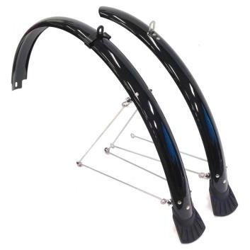 26" Mudguard Set - Front & Rear, Black, 50mm Wide