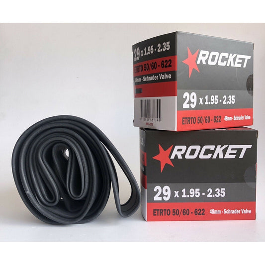 2x ROCKET- 29 x 1.90 - 2.35 Bike Tube Scradder Valve 48mm