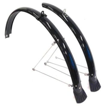 700c Mudguard Set with Metal Fittings - Black 44mm Wide