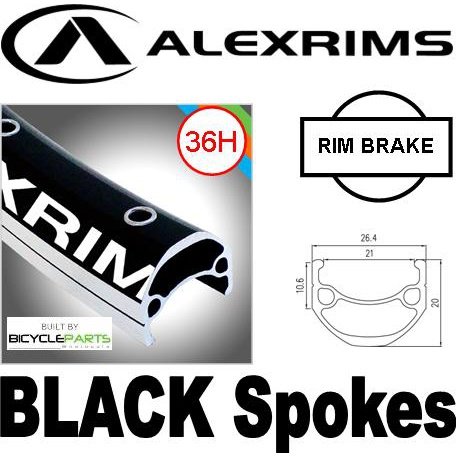 AlexRims DM-21 26" Front Wheel - Sealed Hub, Black Rim & Spokes