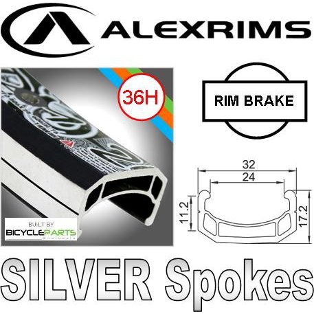 AlexRims DM-24 26" Front Wheel - Black Rim, Silver Hub, Loose Ball Bearings