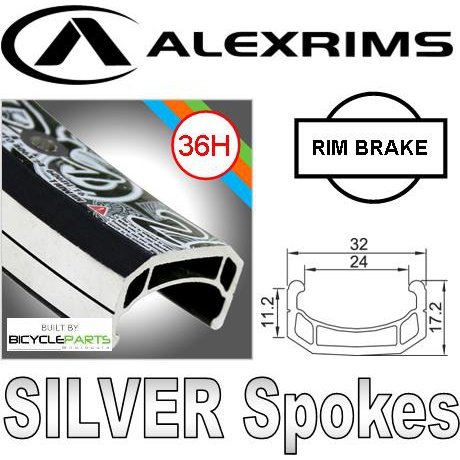 AlexRims DM-24 Wheelchair Wheel - 24x1.75, Silver Hub, Black Rim