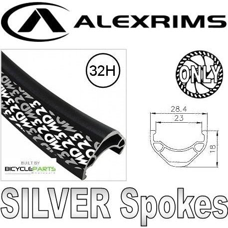 AlexRims MD23 700C/29ER Wheel - Black Eye Rim, Novatec 6 Bolt Disc Hub, Silver Spokes