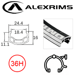 AlexRimsRims DM18 24" Rim - 36H, Schrader Valve, Rim Brake, Double Wall, Black