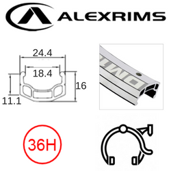 AlexRimsRims DM18 24" Rim - Schrader Valve, Rim Brake, Silver Finish