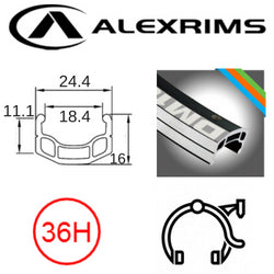 AlexRimsRims DM18 26" Rim - 36H - Schrader Valve - Rim Brake - Silver Finish